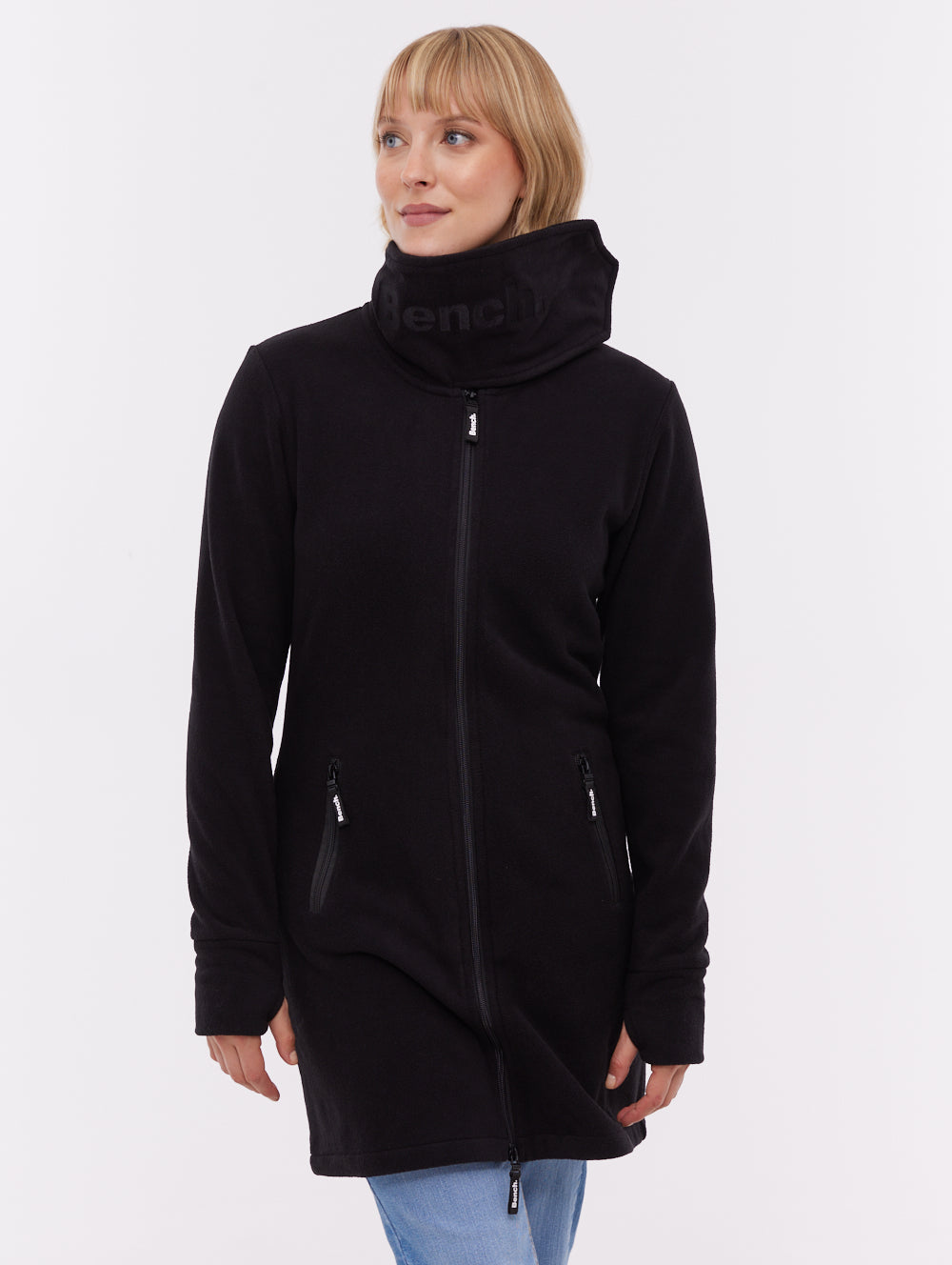Bridgit Maxi Wrap Neck Zip-Up - Black