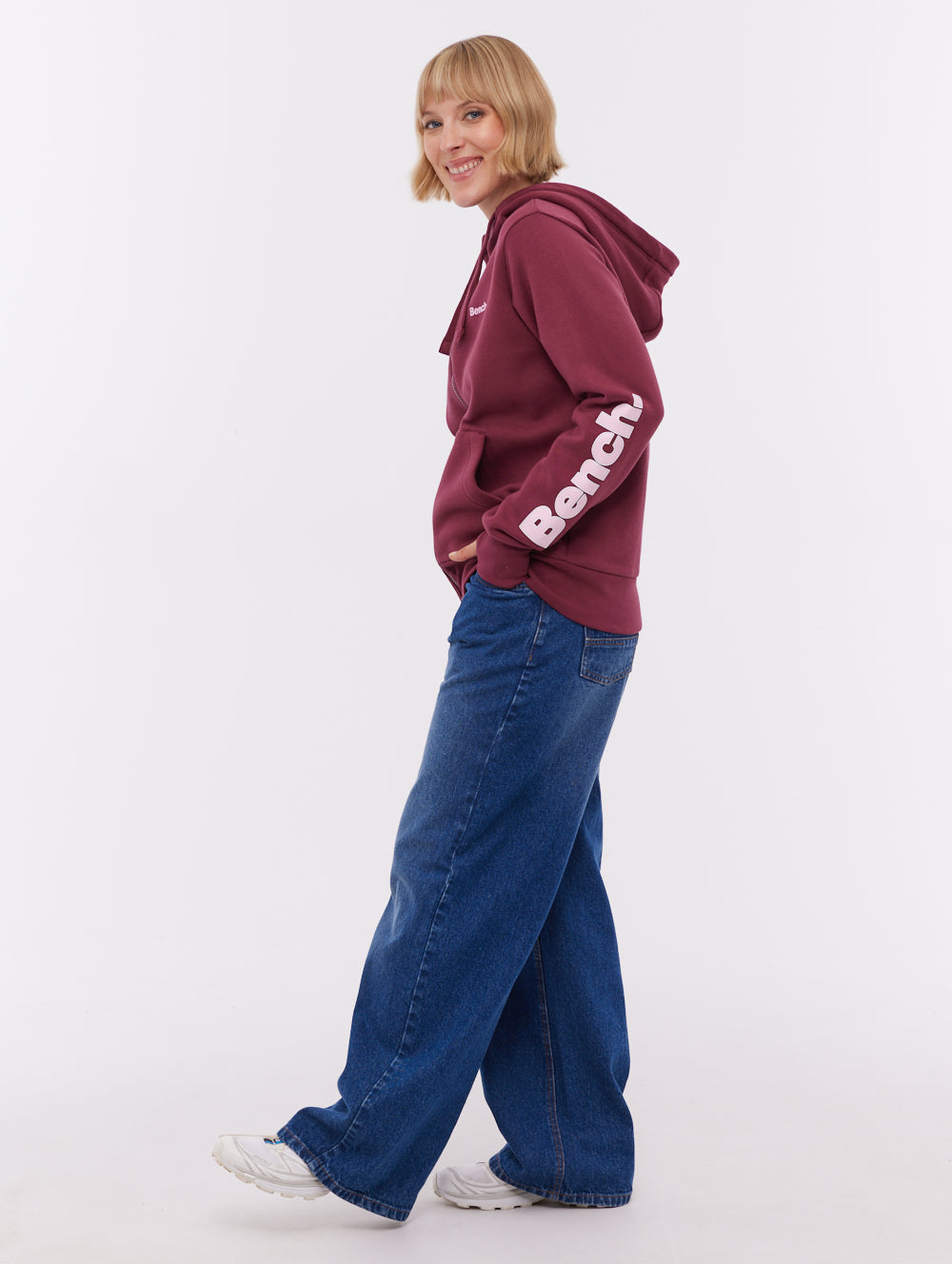 Darcine Zip-Up Hoodie with Sleeve Logo - Red