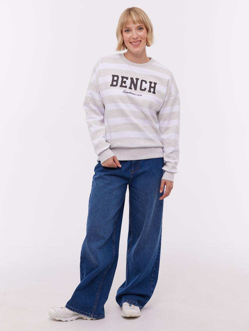 Jaye Collegiate Striped Crew Neck - Grey